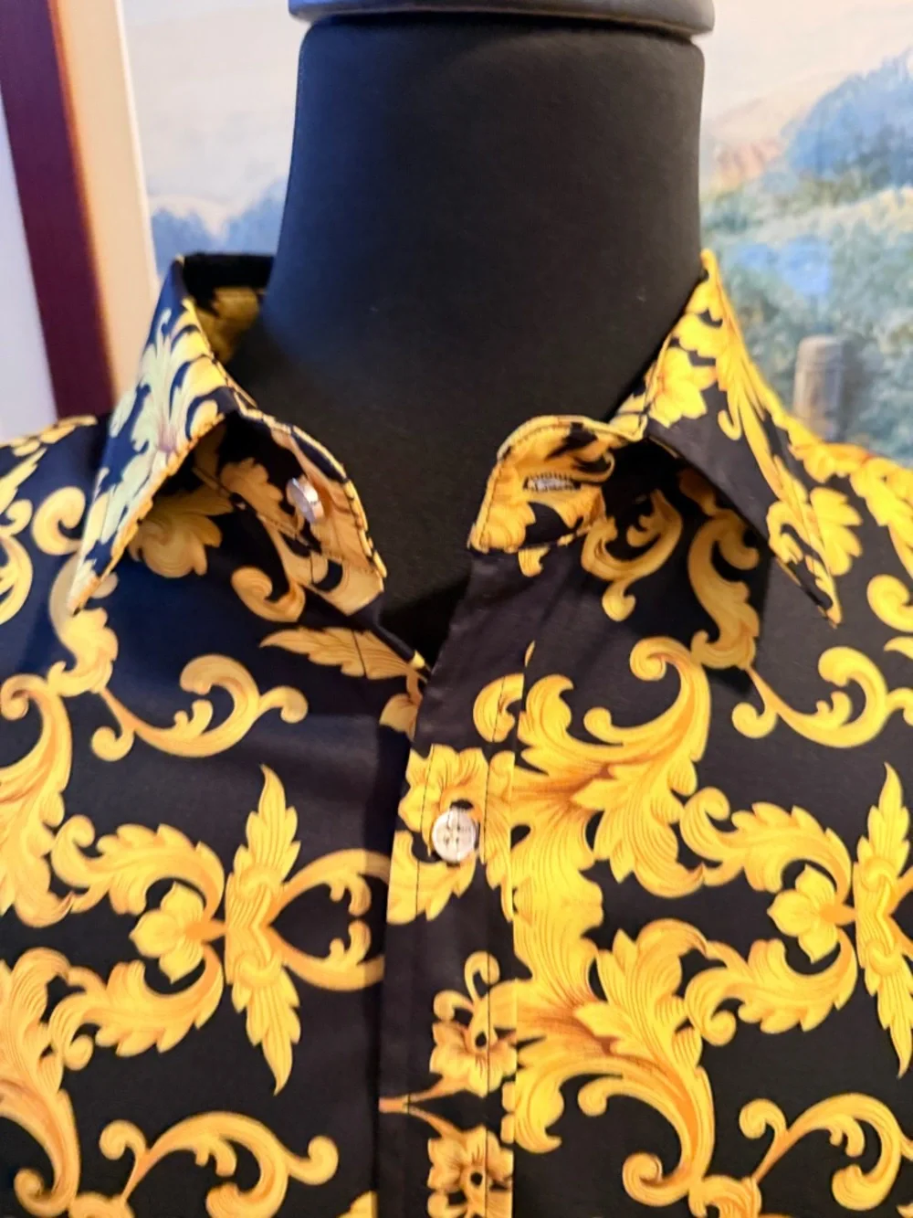 Daupanzees | men’s luxury print dress shirt. Size: XXL - Picture 4 of 16